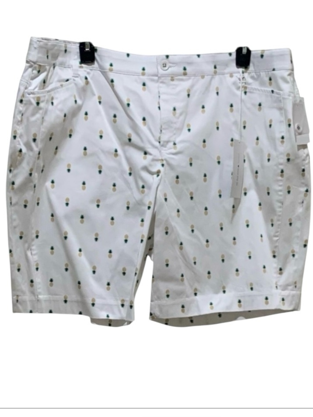 Shorts Intro Love the Fit White Pineapple-Print Sateen Tummy Control 22W